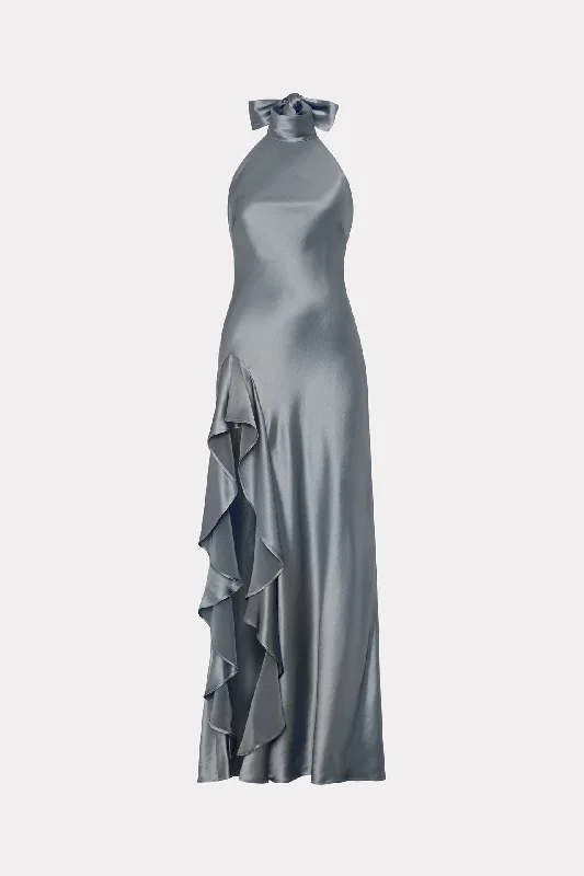 Roux Hammered Satin Gown