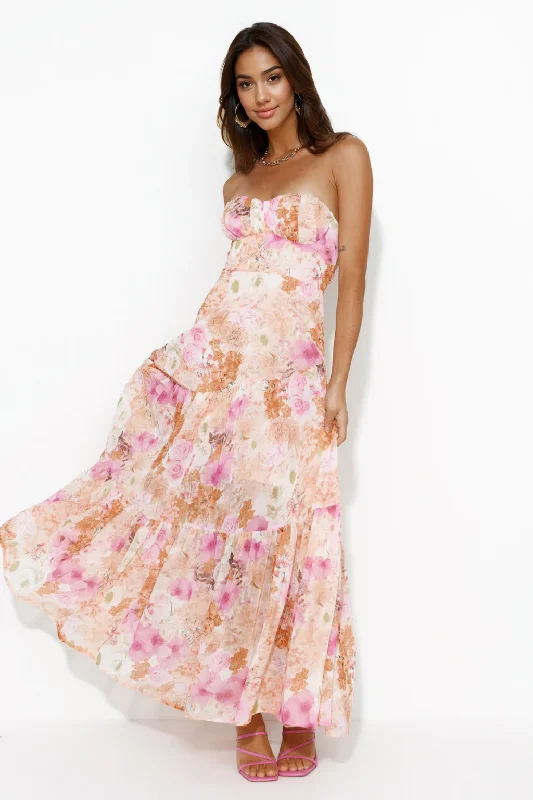 Seasonal Bloom Maxi Dress Orange