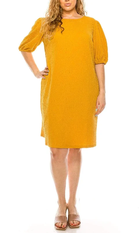 London Times - T5376W Elbow Length Midi Crepe Dress