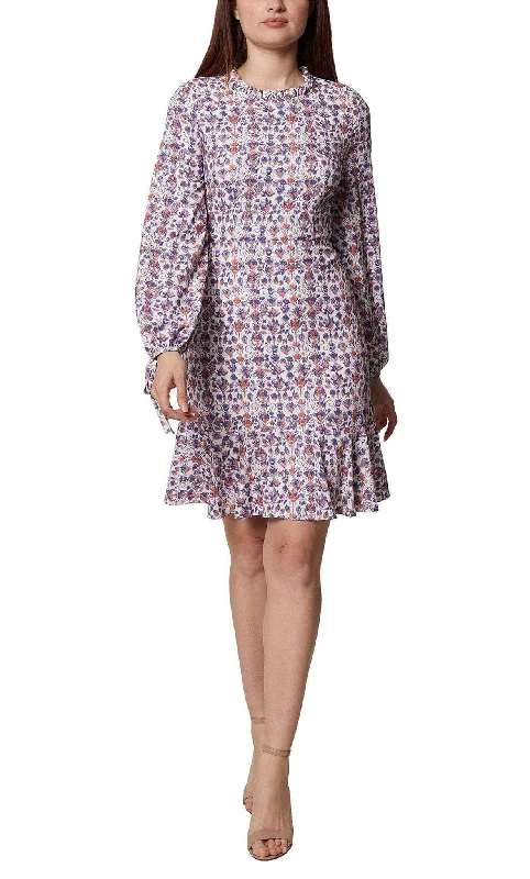 BCBG Generation GU07D10 - Printed Fabric Long Sleeve Midi Dress