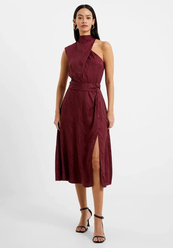 French Connection Aba Eco Satin Midi Dress, Chocolate Truffle