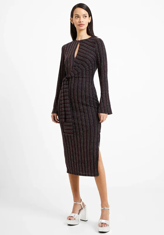 French Connection Paula Keyhole Midi Dress, Blackout Multi