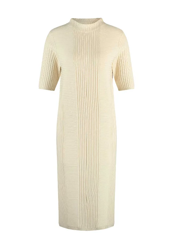 Gerry Weber Ribbed Knit Midi Dress, Cream