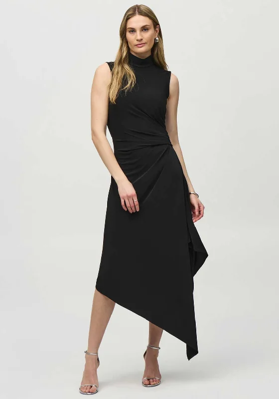 Joseph Ribkoff Ruched Asymmetrical Midi Dress, Black