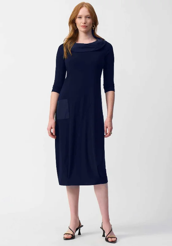 Joseph Ribkoff Cowl Neck Jersey Midi Dress, Navy