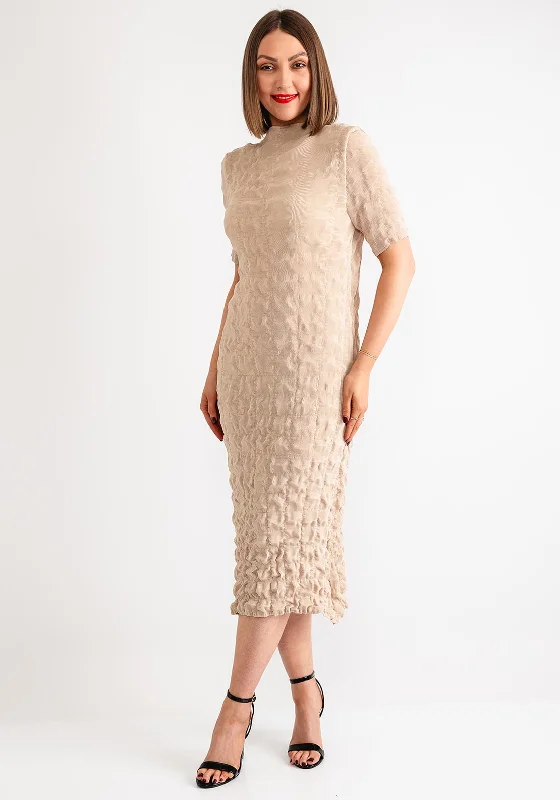 Thanny Shirred Pencil Midi Dress, Beige