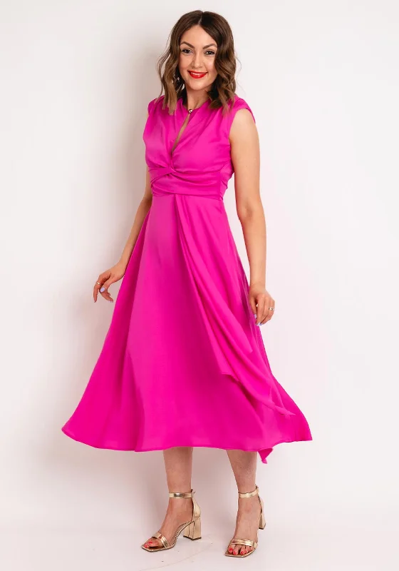 This Girl Curiosity Pia Wrap Midi A-line Dress, Fuchsia