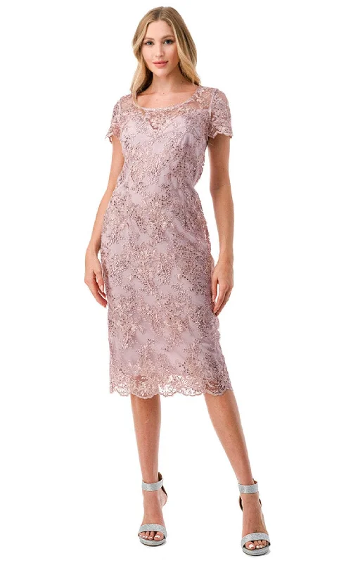 Trevi Collection D576 - Embroidered Semi-Formal Midi Dress