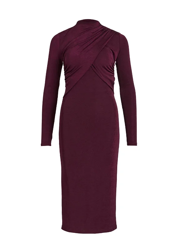 Vila Verona Funnel Neck Midi Dress, Winter Bloom