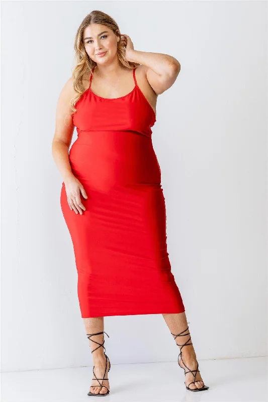 Plus Size Strappy Back Criss-Cross Midi Dress