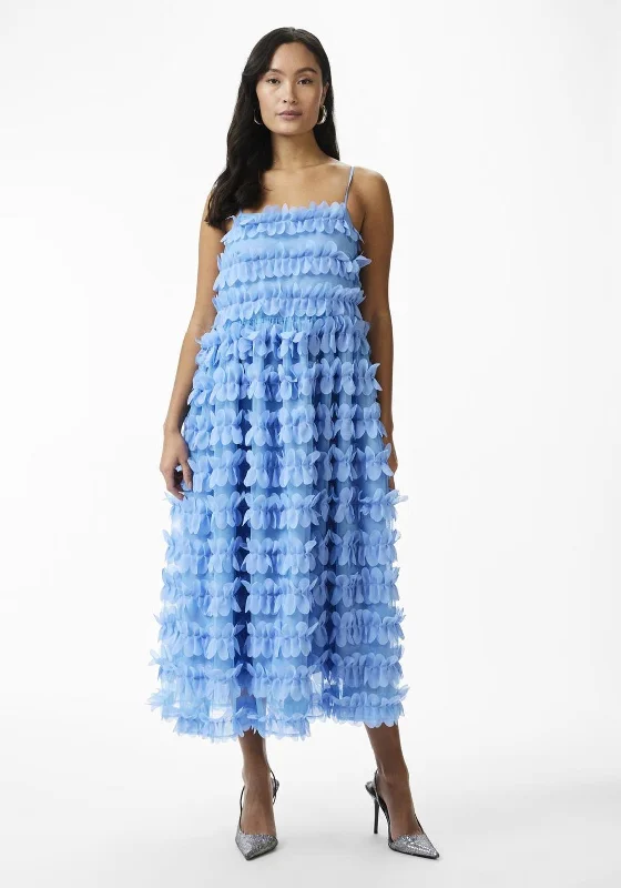 Y.A.S Esti Flutter Tulle Midi Dress, Alaskan Blue